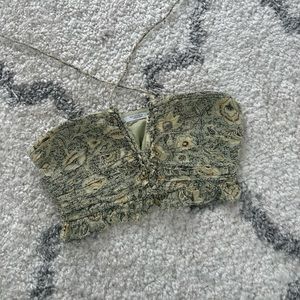 Green Paisley Print Zara Crop Top